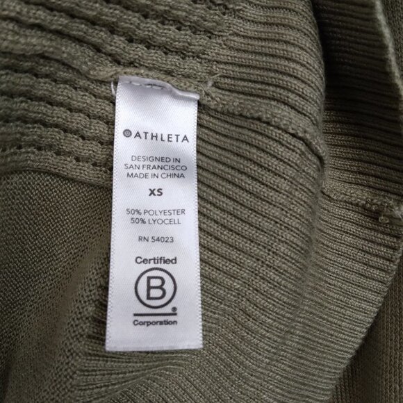 Athleta Evergreen Hoodie Knit Sweater Olive Green Size XS - Picture 15 of 16